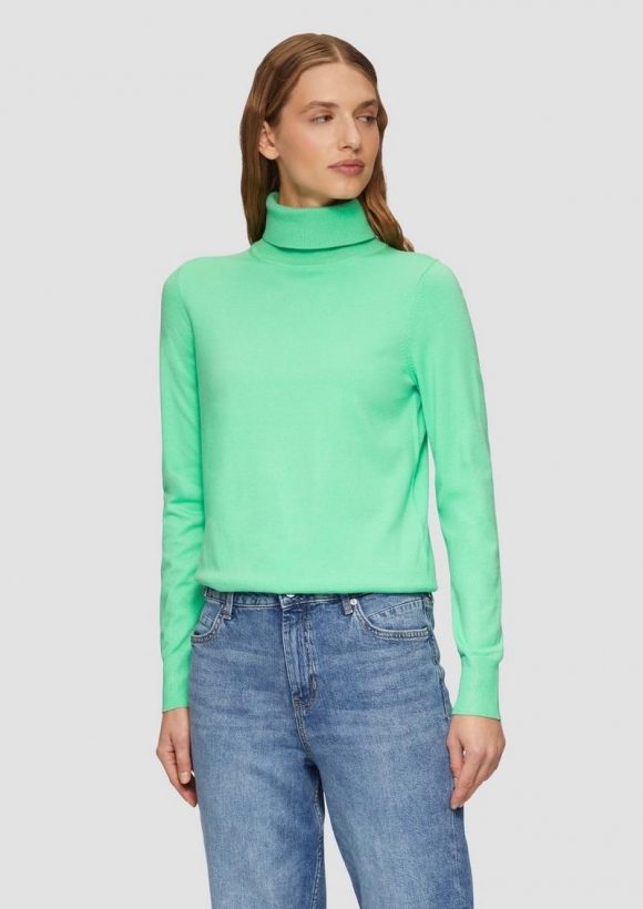s.Oliver Feinstrickpullover mit Rollkragen - limettengrün