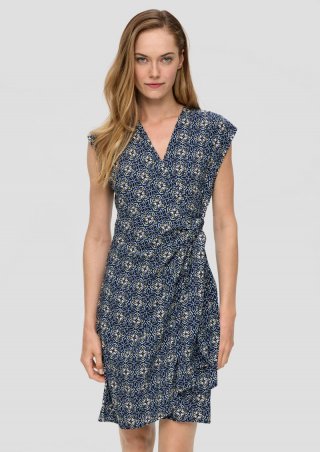 s.Oliver Viskose-Kleid im Relaxed Fit mit Knoten-Detail - tiefblau