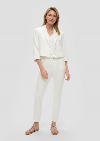 s.Oliver Cropped Jeans Betsy / Slim fit / High rise / Slim leg - ecru