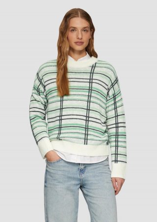 s.Oliver Strickpullover aus Wollmix mit Karomuster - grün