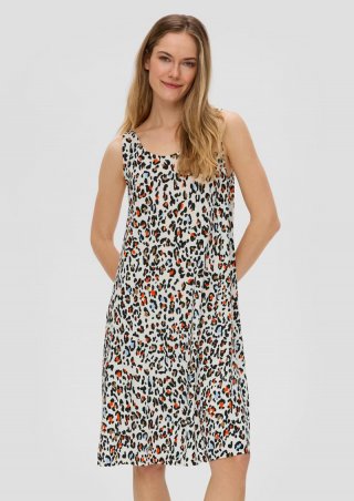 s.Oliver Lockeres ärmelloses Kleid in Crinkle-Optik - ecru