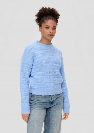s.Oliver Strickpullover mit Musterstruktur - himmelblau