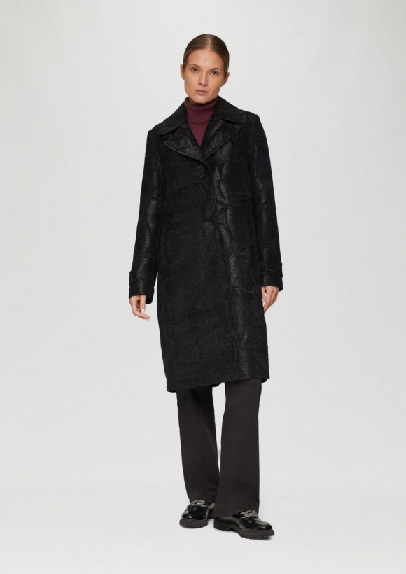 s.Oliver Eleganter Mantel aus Jacquard - schwarz