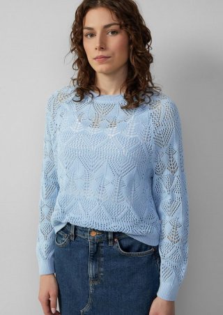 s.Oliver Baumwollpullover mit Ajourmuster - hellblau
