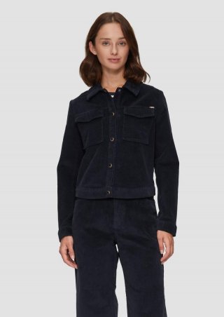 s.Oliver Verkürzte Cordjacke mit Druckknöpfen - navy