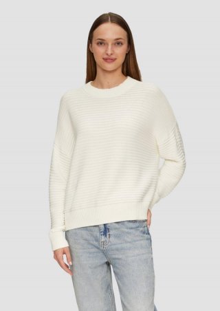 s.Oliver Oversized Strickpullover mit Strukturdetails - ecru