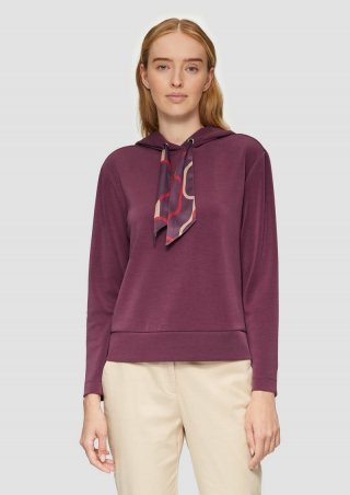 s.Oliver Sweatshirt mit Satinfutter in der Kapuze - aubergine
