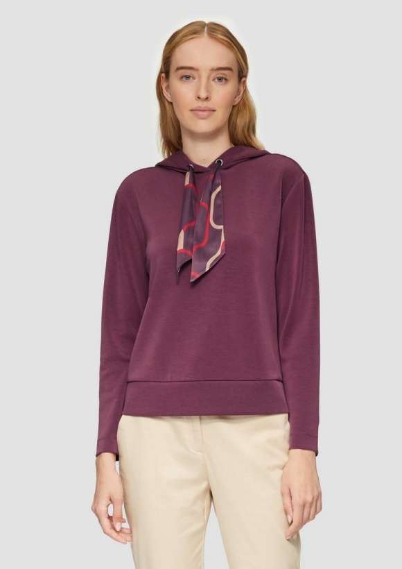 s.Oliver Sweatshirt mit Satinfutter in der Kapuze - aubergine
