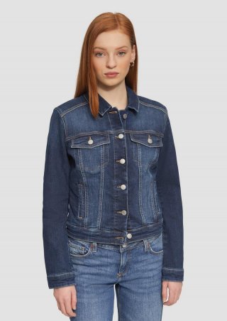 s.Oliver Schmal geschnittene Denimjacke in authentischer Waschung - blau