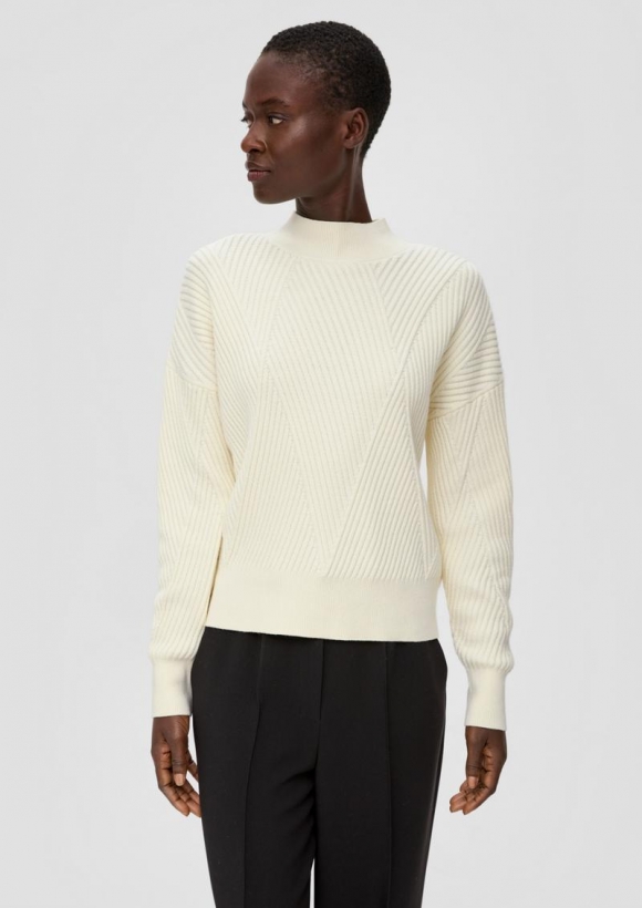 s.Oliver Strickpullover mit Strukturmuster - natur