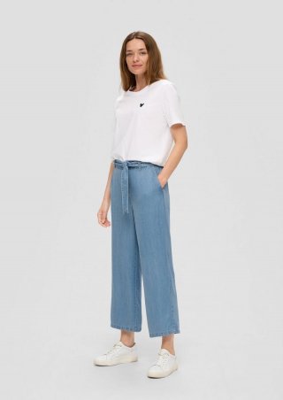 s.Oliver Culotte-Jeans aus Lyocell / High Rise / Wide Leg / Bindegürtel - blau