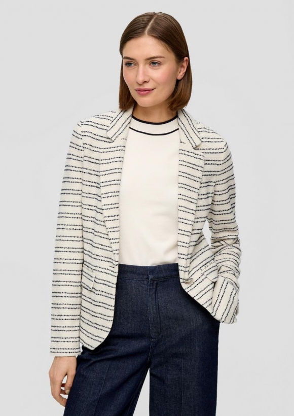 s.Oliver Sweatblazer mit Strukturmuster - ecru