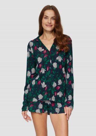 s.Oliver Pyjama mit Print - navy