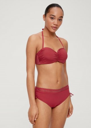 s.Oliver Bikini-Top Bandeau mit Raffung - himbeere