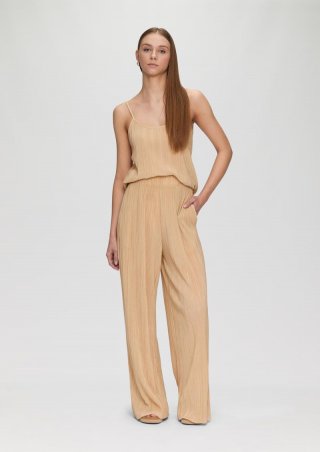 s.Oliver Plissierte Jersey-Hose mit Elastikbund - beige