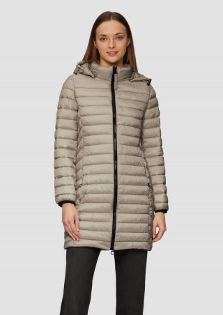 s.Oliver Lange Steppjacke mit abnehmbarer Kapuze im Slim Fit - helles beige