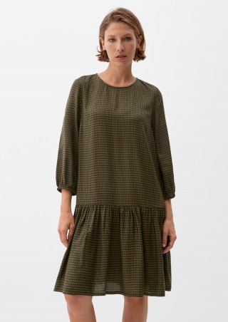 s.Oliver Volantkleid aus Viskosemix - olivgrün