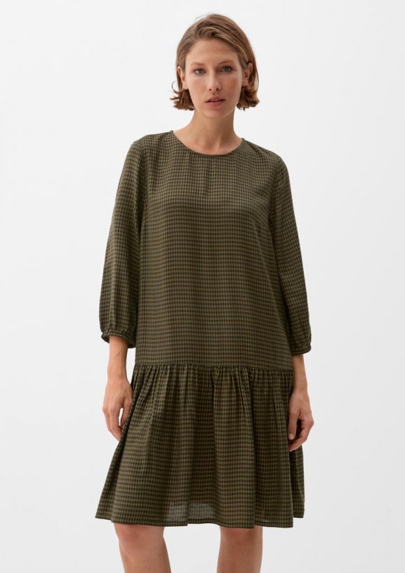 s.Oliver Volantkleid aus Viskosemix - olivgrün