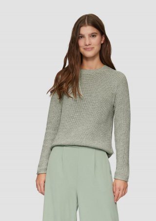 s.Oliver Melierter Strickpullover mit Raglanärmeln - salbeigrün