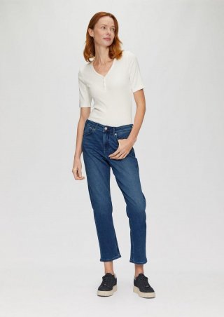 s.Oliver Ankle-Jeans Franciz / Slim Boyfriend / Mid Rise / Tapered Leg - dunkelblau