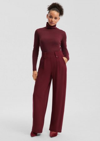 s.Oliver Wide-Leg Hose aus Interlockjersey - bordeaux