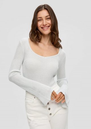s.Oliver Leichter Ripppullover mit Glitzereffekt - silber