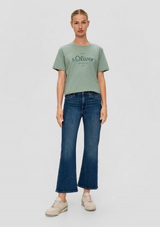 s.Oliver Cropped Jeans / High Rise / Flared Leg / Baumwollstretch - blau