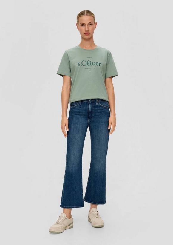 s.Oliver Cropped Jeans / High Rise / Flared Leg / Baumwollstretch - blau