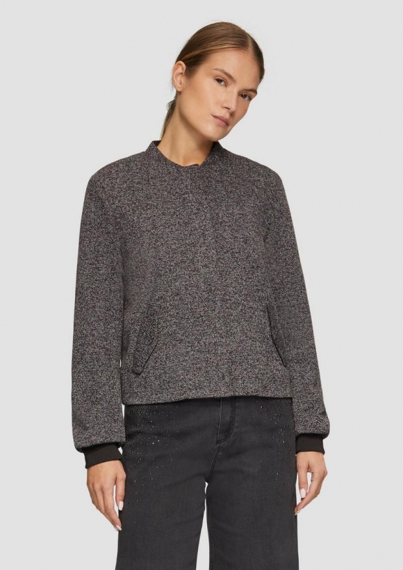 s.Oliver Melierter Blouson mit Druckknöpfen - schwarz