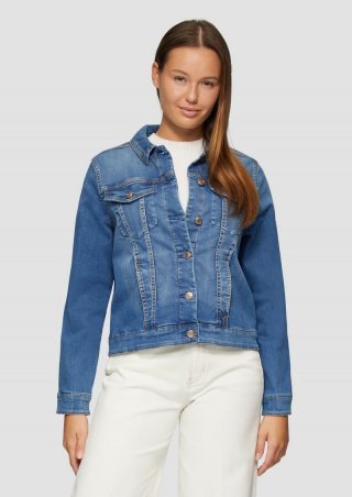 s.Oliver Elastische Jeansjacke mit Ziernähten - blau