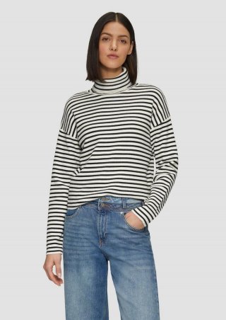 s.Oliver Rollkragenpullover mit Rippstruktur - schwarz