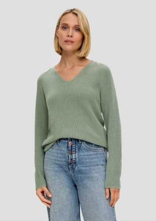 s.Oliver Strickpullover mit Raglanärmeln - salbeigrün