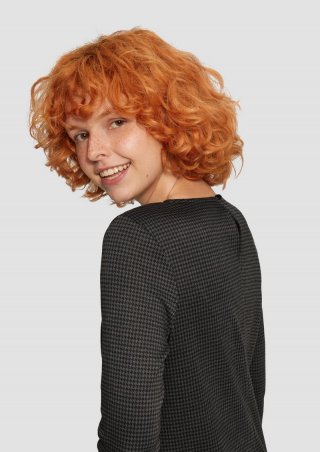 s.Oliver Kurzes gemustertes Kleid aus Interlockjersey - schwarz