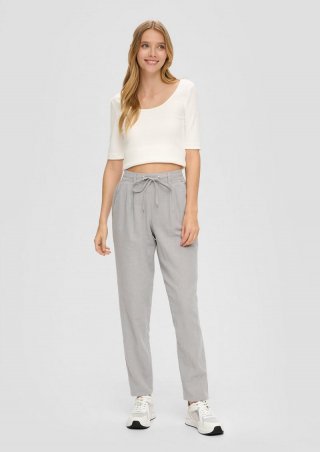 s.Oliver Regular: Hose aus Leinenmix - taubengrau