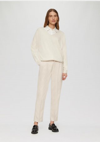 s.Oliver Twill-Hose mit Bundfalte - beige