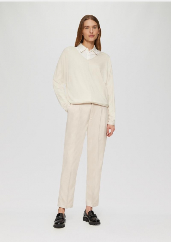 s.Oliver Twill-Hose mit Bundfalte - beige