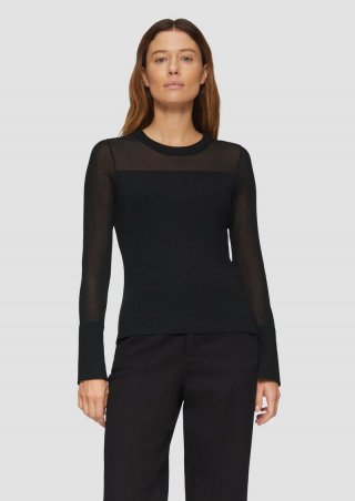 s.Oliver Strickpullover mit semitransparenten Details - schwarz