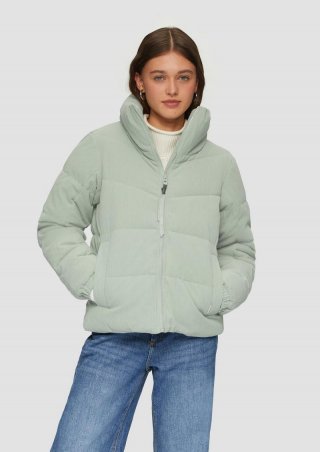 s.Oliver Wattierte Jacke aus Cord - salbeigrün