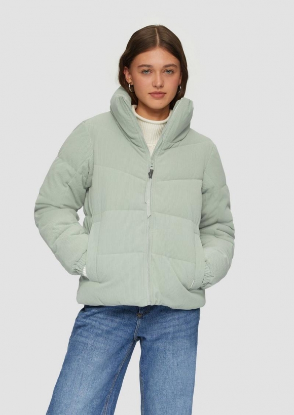 s.Oliver Wattierte Jacke aus Cord - salbeigrün