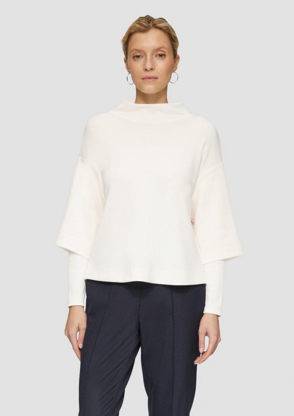 s.Oliver Loose Sweatshirt aus Scuba mit überschnittenen Schultern - ecru