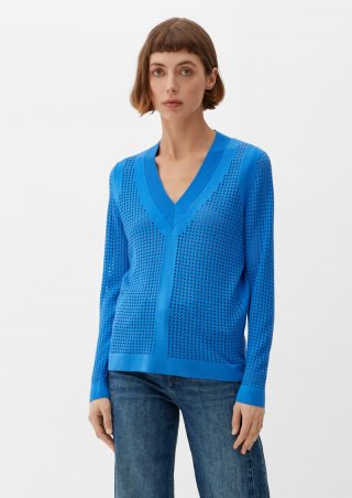 s.Oliver Pullover mit Lochmuster - royalblau