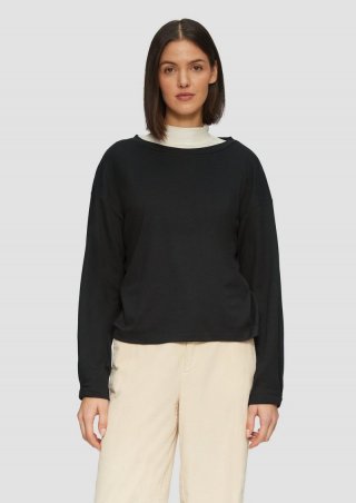 s.Oliver Sweatshirt mit Faltendetail am Ärmel - schwarz