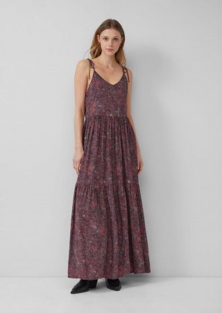 s.Oliver Langes Viskosekleid - aubergine