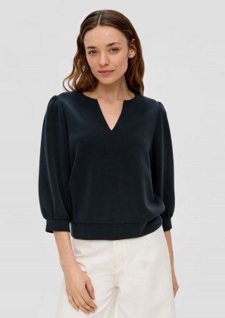 s.Oliver Langarmshirt mit Tunika-Ausschnitt - schwarz