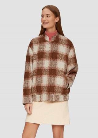 s.Oliver Blouson aus Bouclé mit Musterung - beige