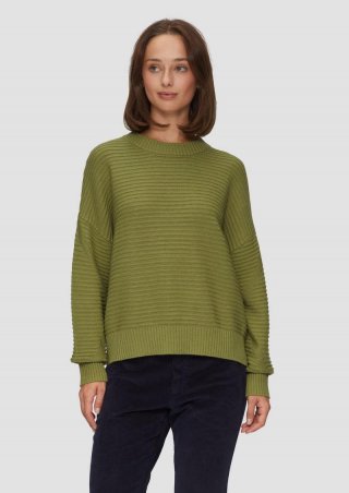 s.Oliver Oversized Strickpullover mit Ottoman-Struktur - guacamole
