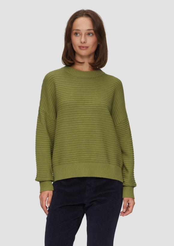 s.Oliver Oversized Strickpullover mit Ottoman-Struktur - guacamole