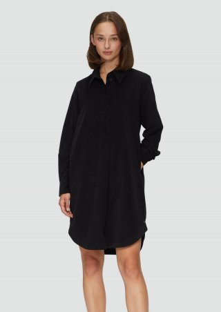 s.Oliver Hemdblusenkleid aus Feincord mit seitlichen Eingrifftaschen - schwarz