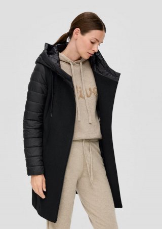 s.Oliver Outdoor-Mantel aus Materialmix - schwarz