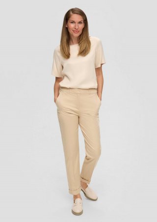 s.Oliver Tapered-Leg-Hose aus Baumwollmix mit Bundfalte - beige